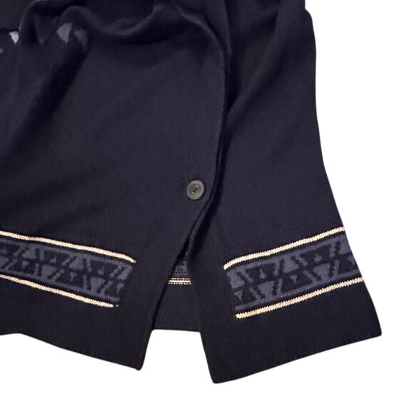 J.Jill Aztec Knit Poncho Southwestern Aztec Sweater Navy Blue Size XL Petite - Picture 4 of 7